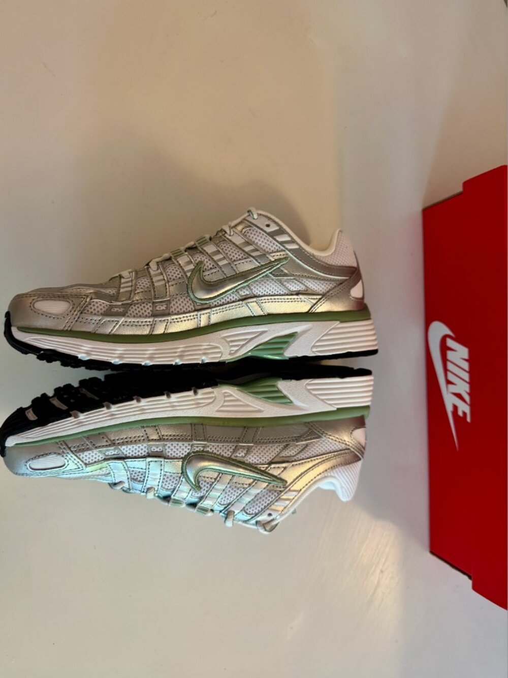 Nike P-6000 Metallic Silver / Steam (Green) / White NIB 🩷 FREE SHIPPING - Picture 4 of 5
